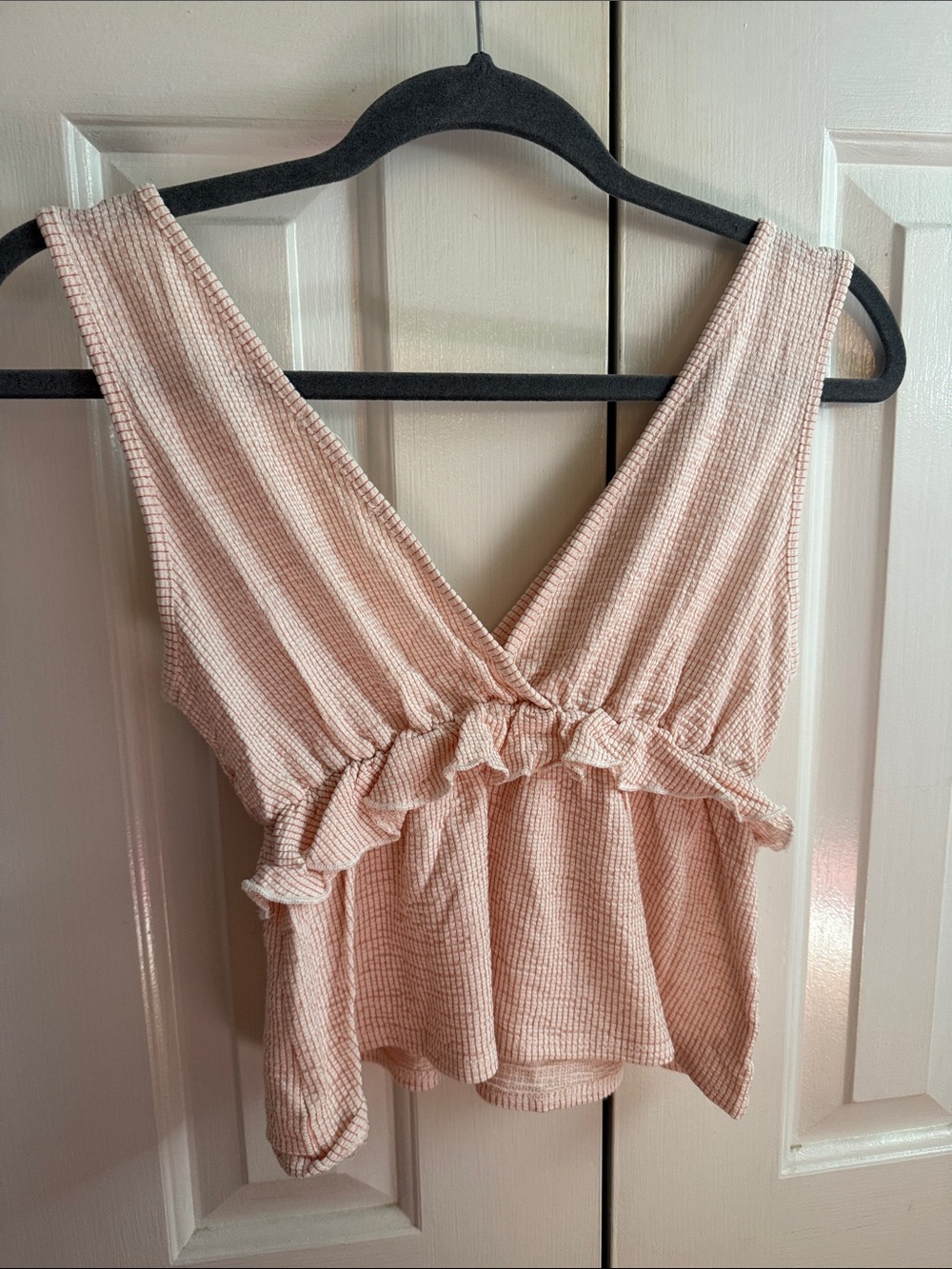 Caution To The Wind Pink Ribbed Ruffle Crop Top - Picture 2 of 2
